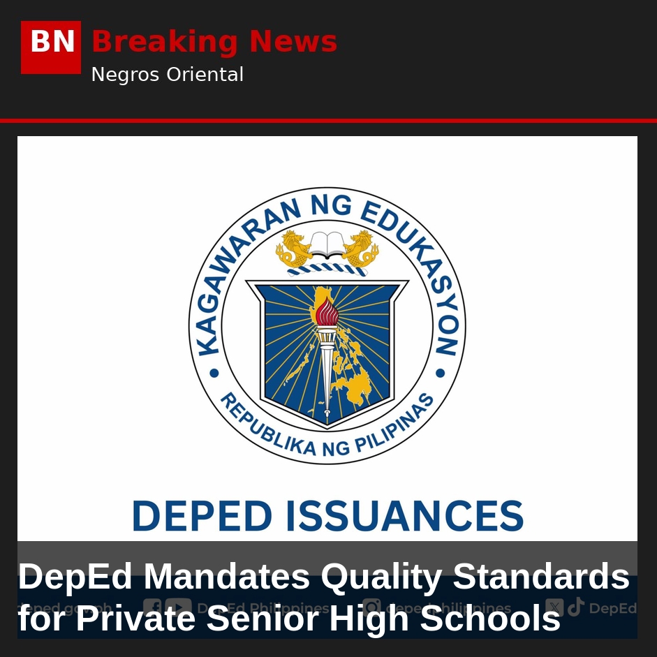 DepEd Mandates Quality Standards for Private Senior High Schools