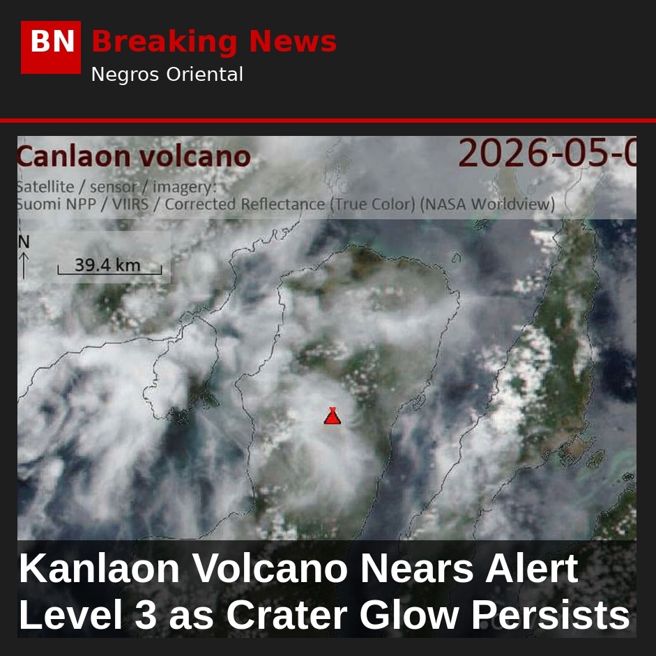 Kanlaon Volcano Nears Alert Level 3 as Crater Glow Persists