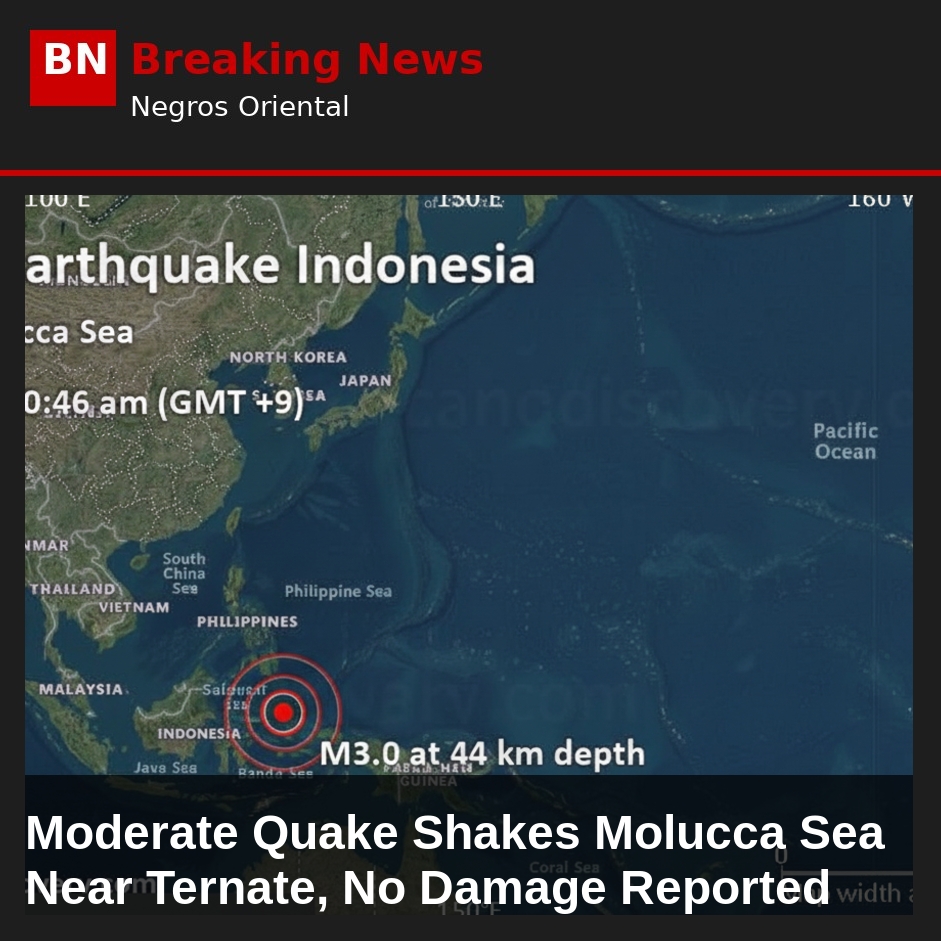 Moderate Quake Shakes Molucca Sea Near Ternate, No Damage Reported