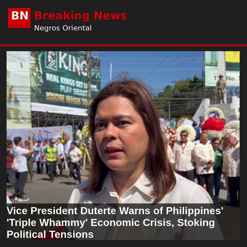 Image related to: Vice President Duterte Warns of Philippines' 'Triple Whammy' Economic Crisis, Stoking Political Tensions