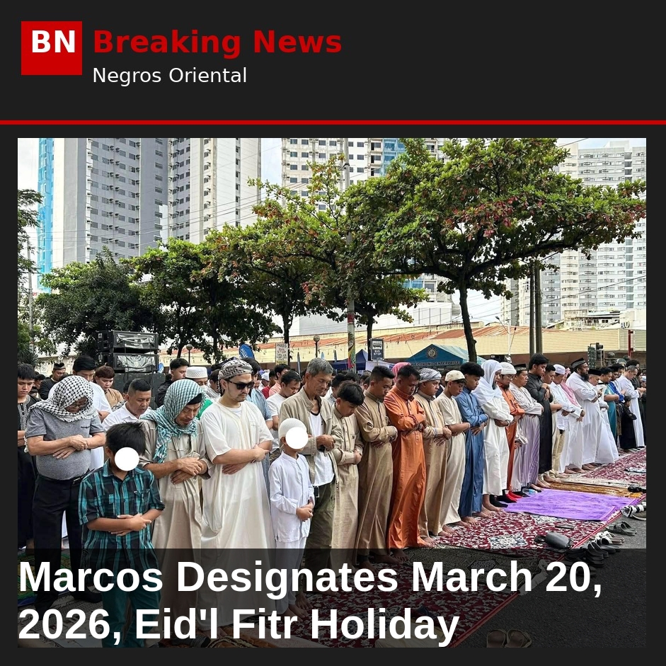 Marcos Designates March 20, 2026, Eid'l Fitr Holiday