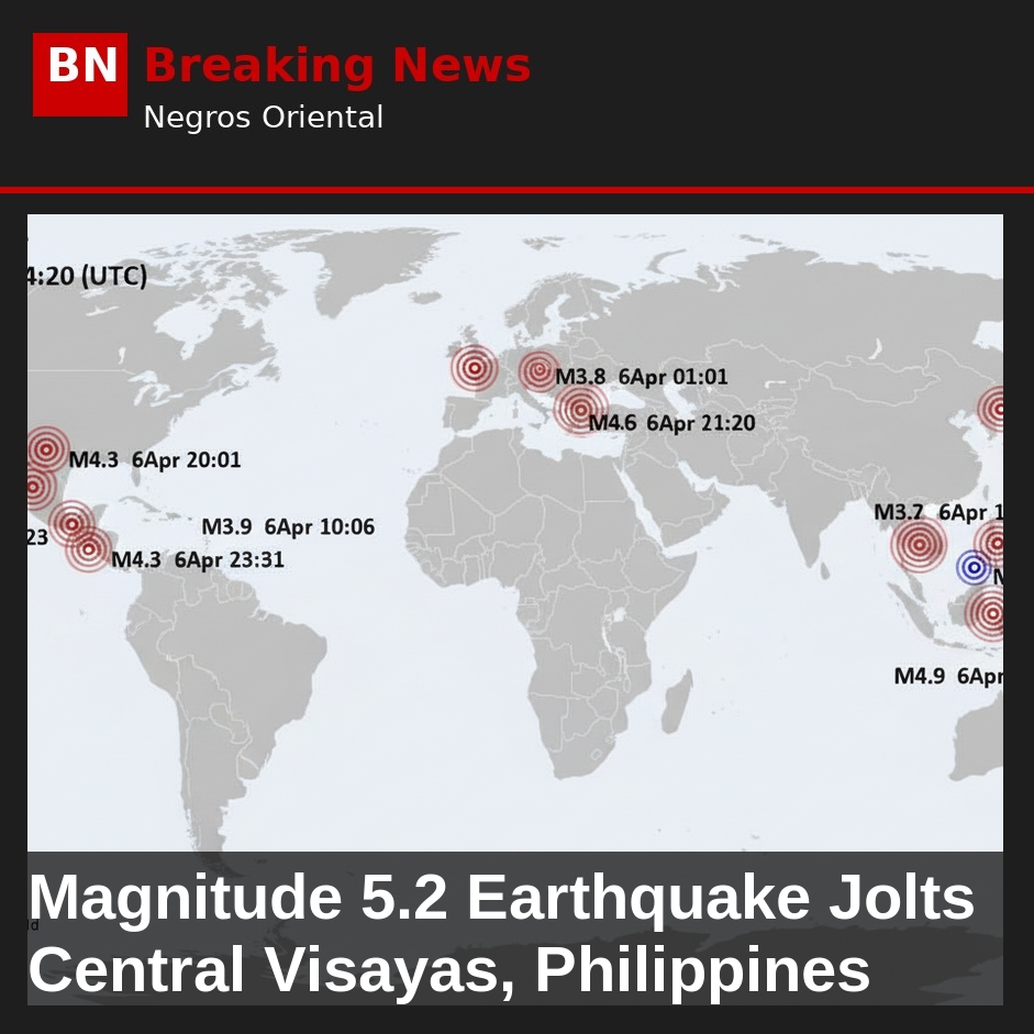 Magnitude 5.2 Earthquake Jolts Central Visayas, Philippines