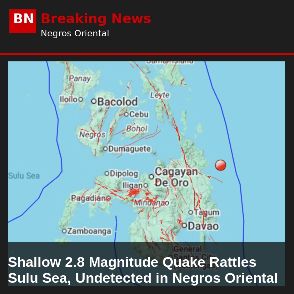 Shallow 2.8 Magnitude Quake Rattles Sulu Sea, Undetected in Negros Oriental